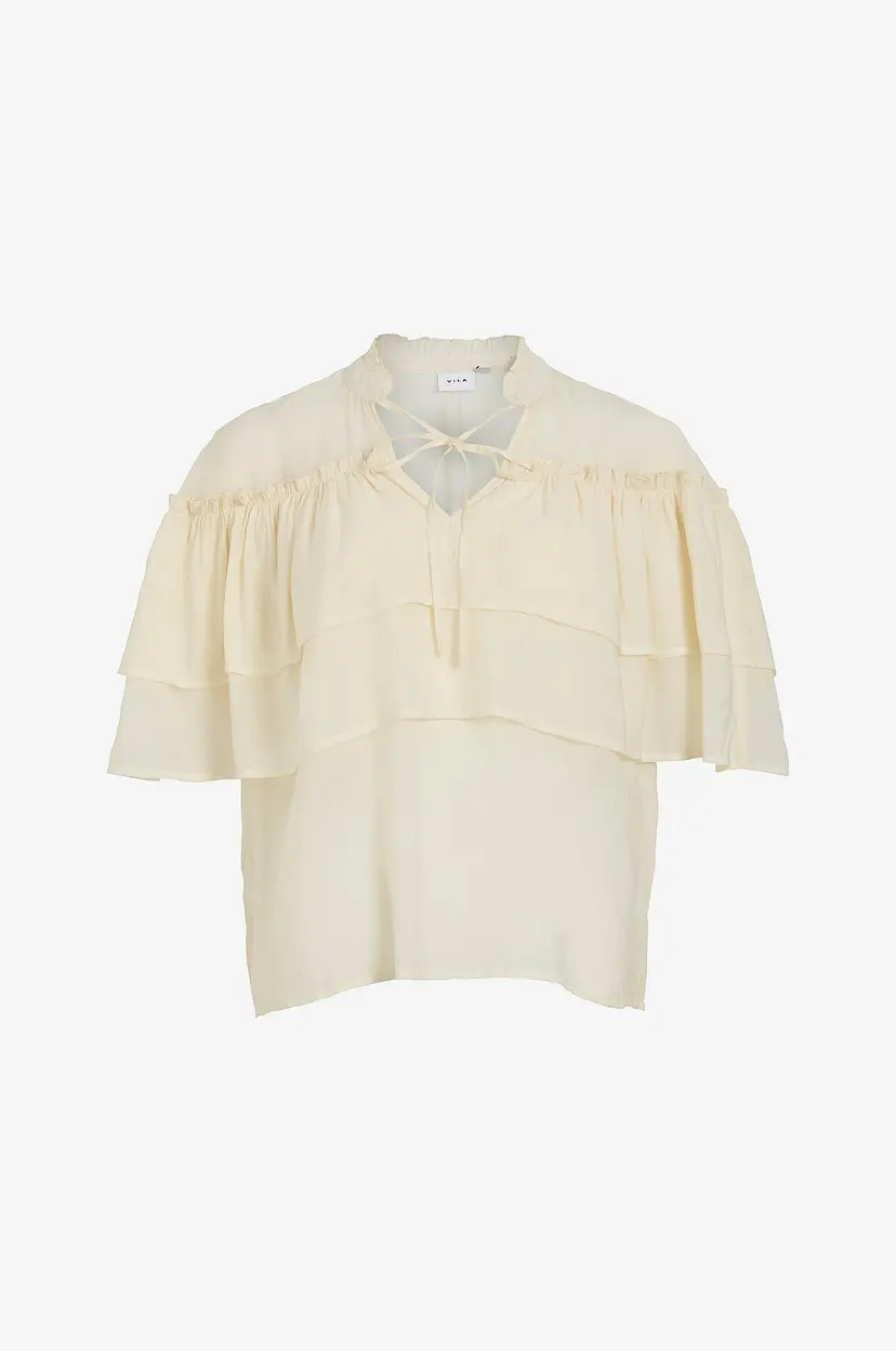 Vila Bluse Viflowy S/S Top - Grå