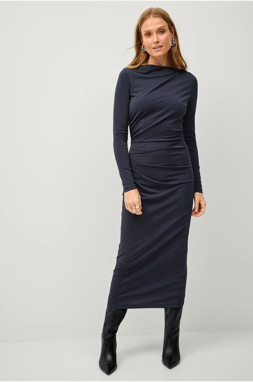 Ellos Collection Kjole med drapering - Blå