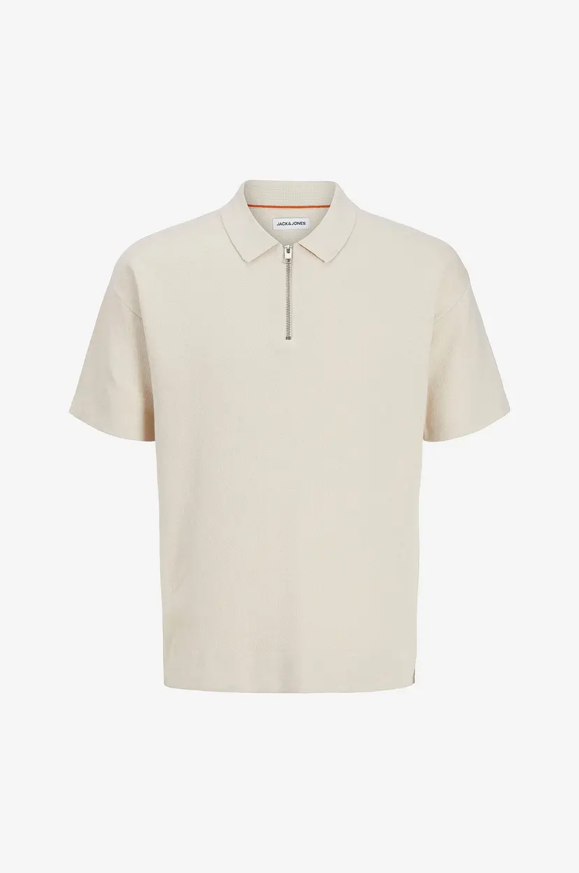 Jack & Jones Genser jjTroy Knit Zip Polo - Natur