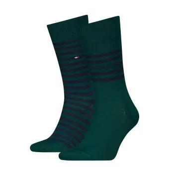 Tommy Hilfiger Tommy Hilfiger Strømper 2P Men Breton Crew Socks Mørkgrørnn  Str 39/42 Herre