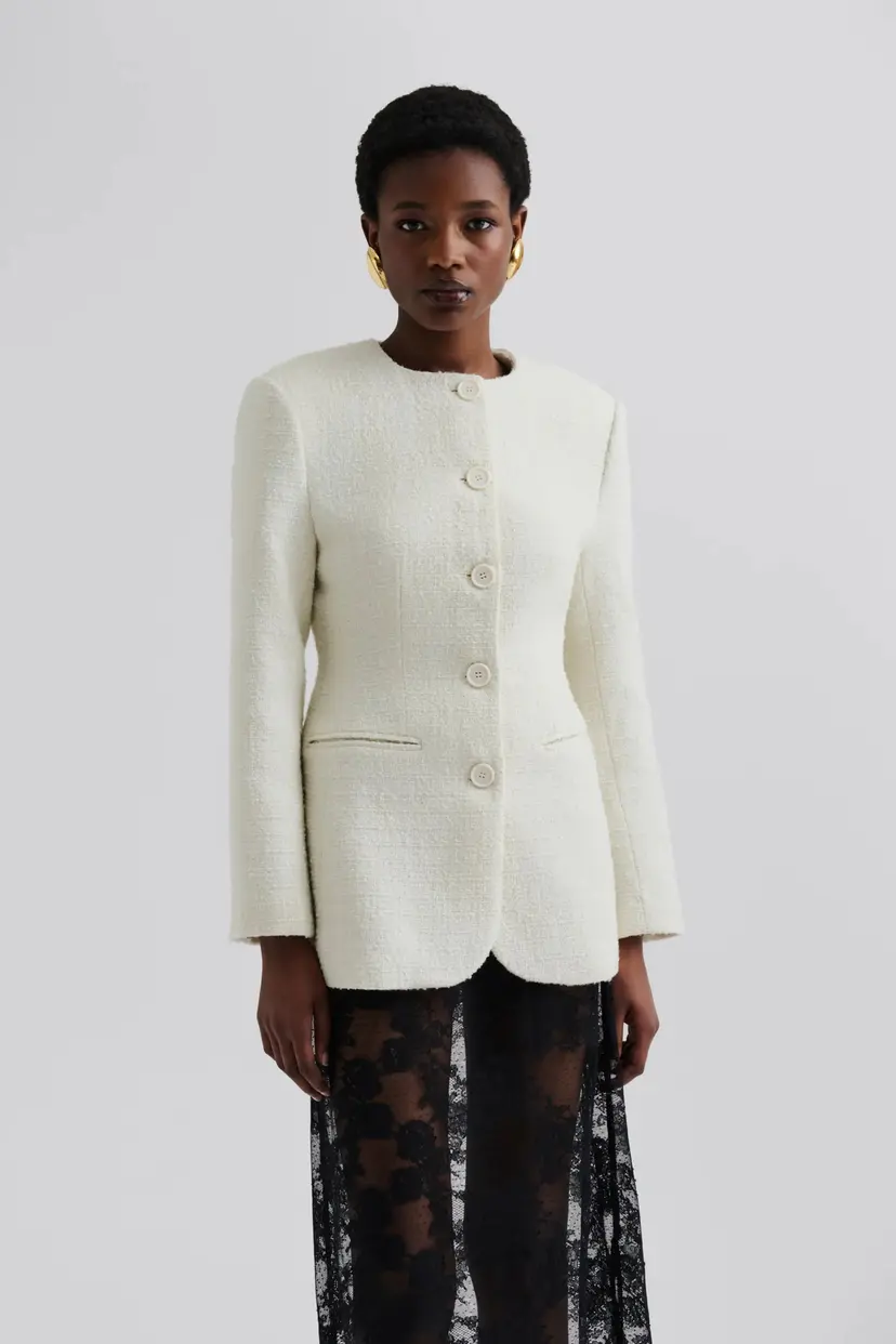 Malina Carol Fitted Round Neck Blazer Vanilla - XS