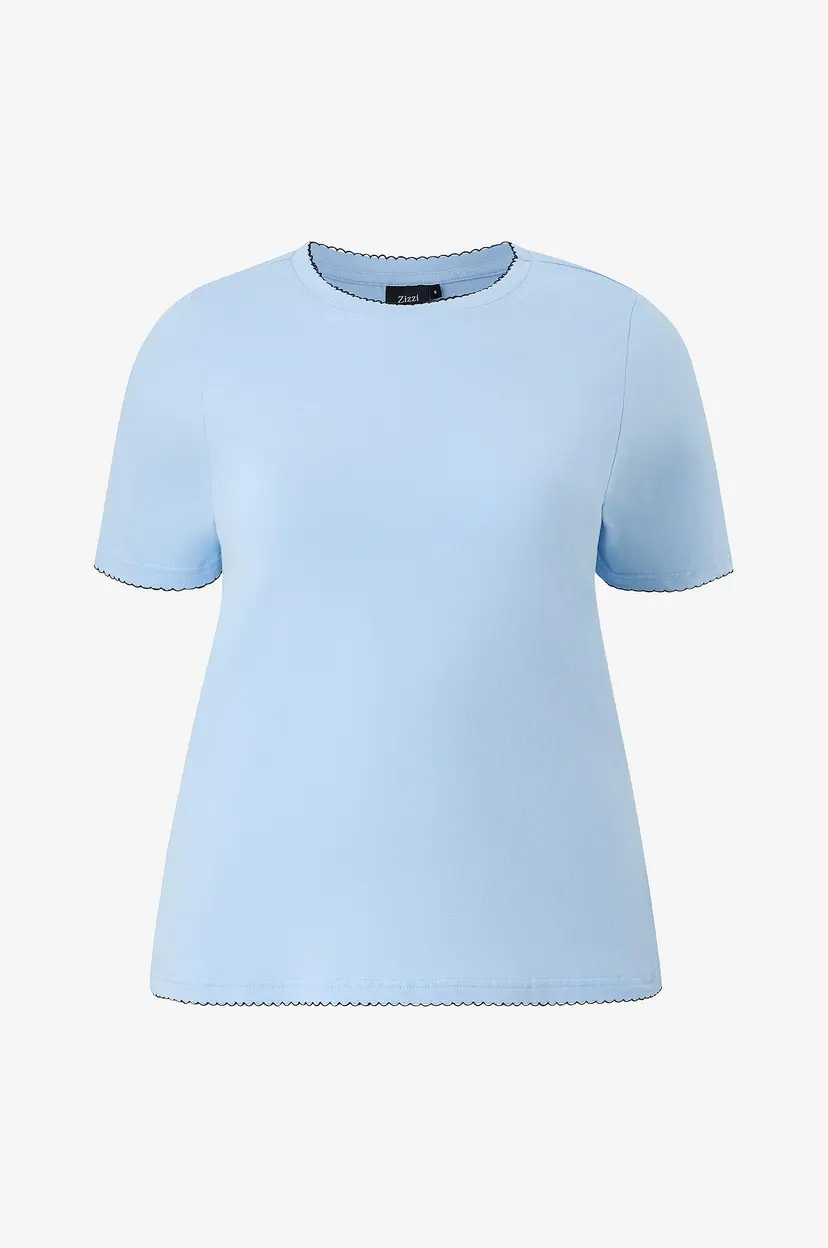 Zizzi T-skjorte Mmeghan, S/S, Fitted Tee - Blå