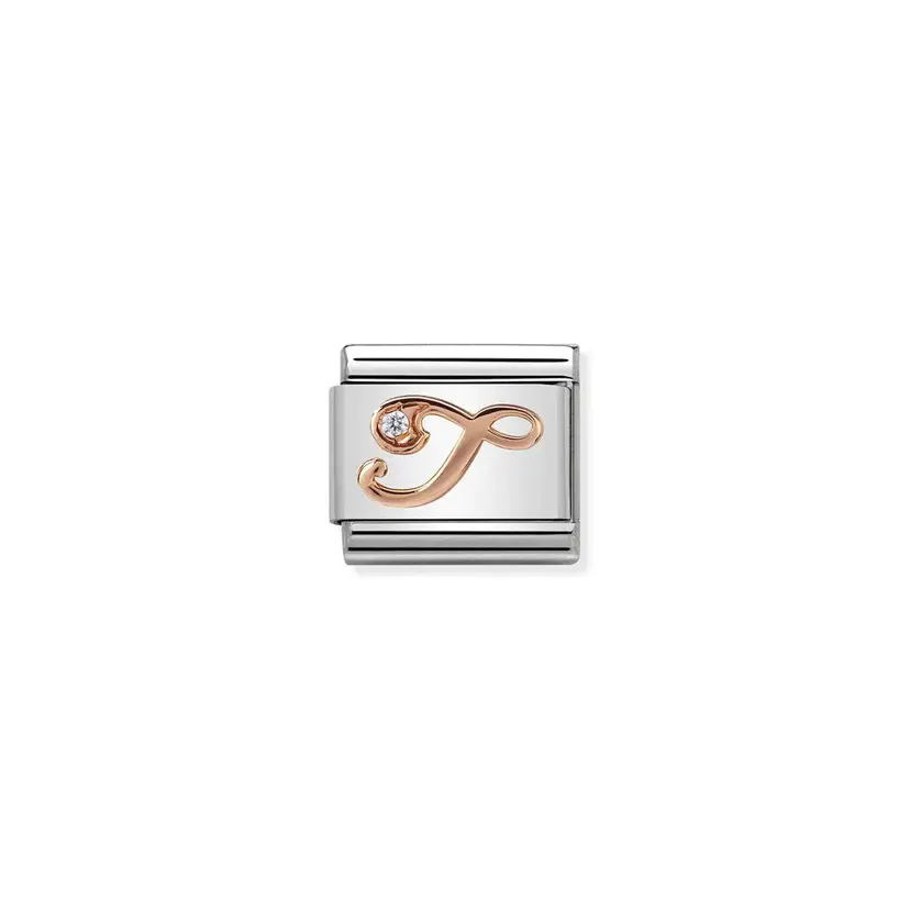 Nomination Letter T w/ Cubic Zirconia Rose Gold
