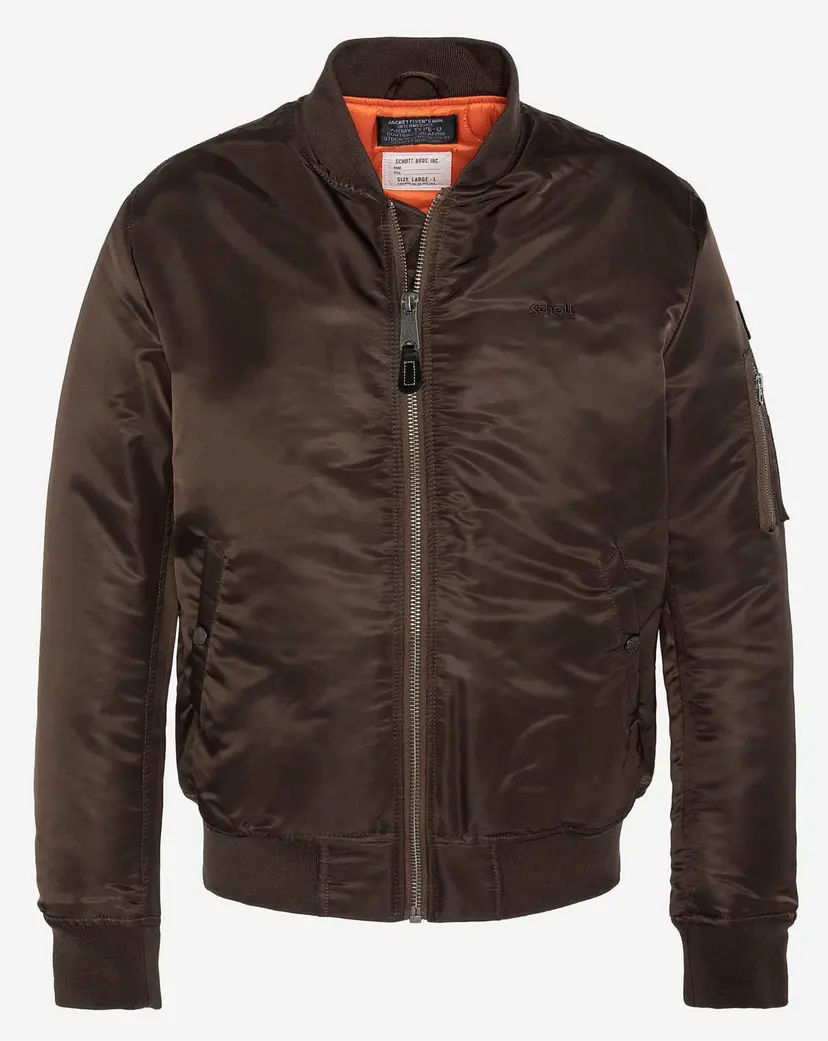 Schott Schott Recycled Nylon MA-1 Bomberjakke Mørk Brun