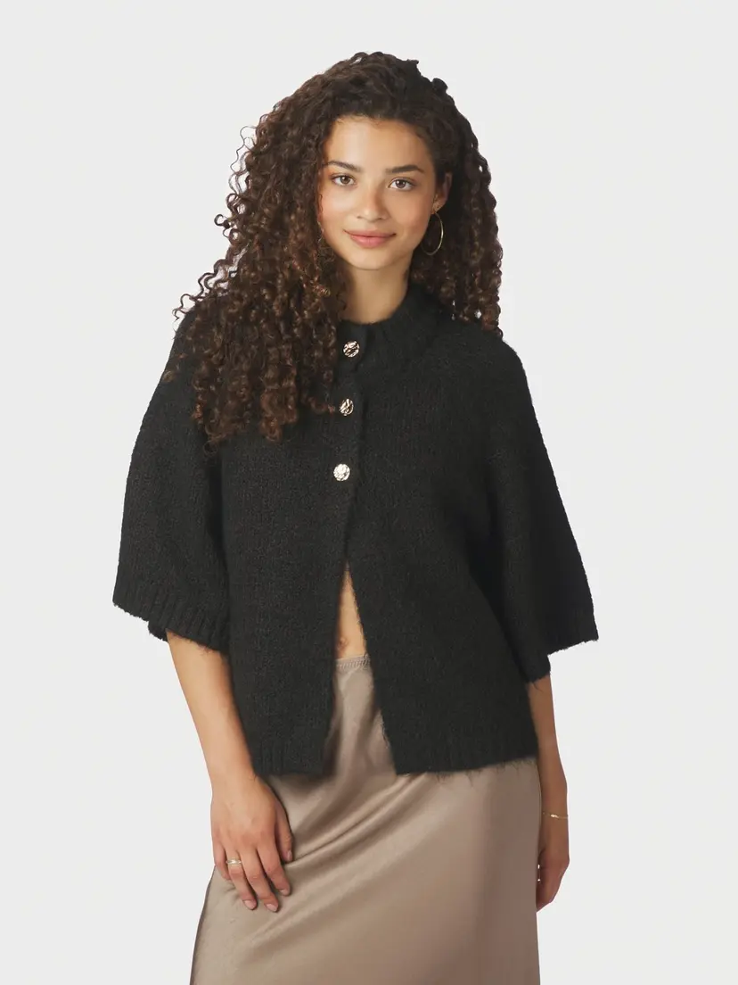 Neo Noir Benuta Fluffy Knit Cardigan Dark Brown - XS