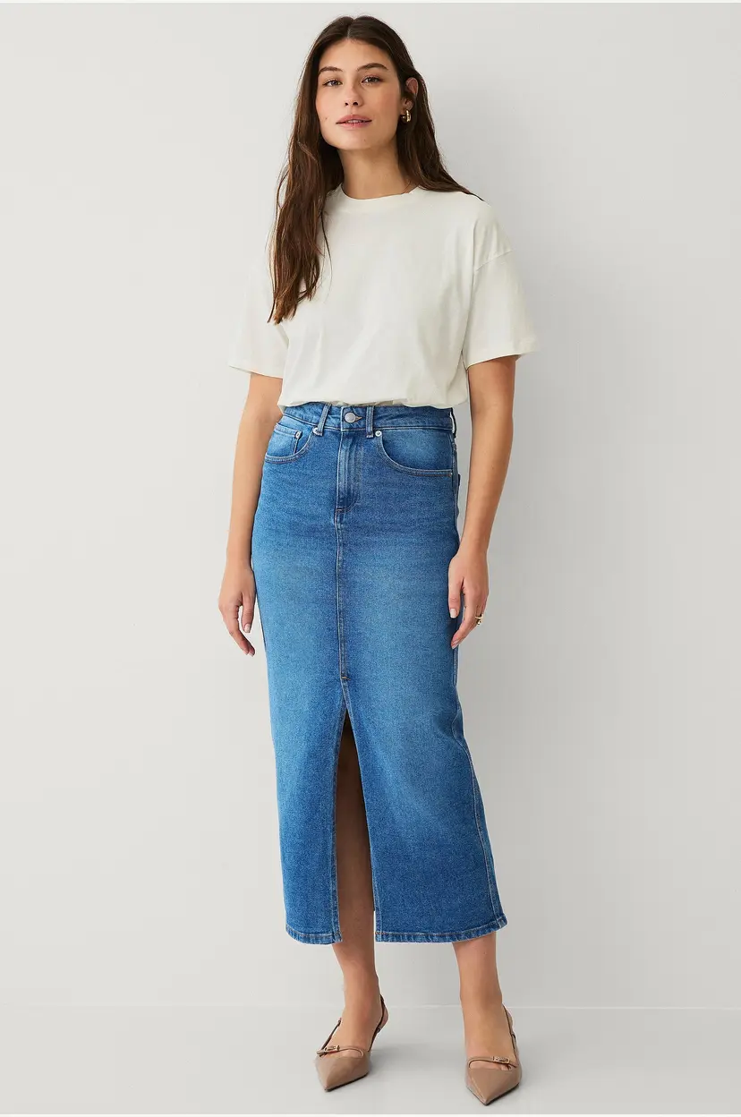 Ellos Collection Denim skjørt i maksimal lengde - Blå