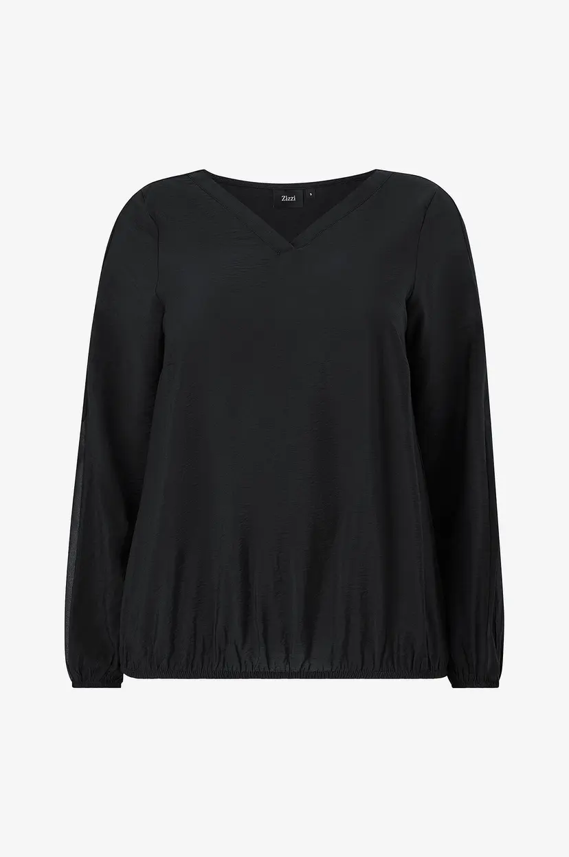 Zizzi Bluse Caerika, L/S, Shirt - Svart