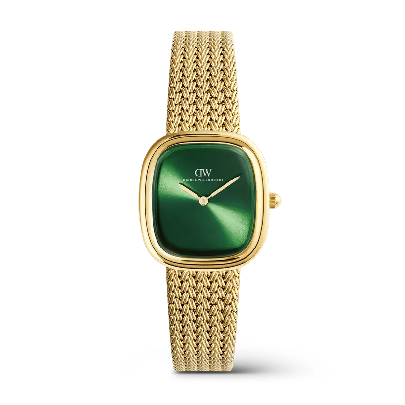Daniel Wellington Gold 24mm Watch Margot Braided Mesh Emerald | DW