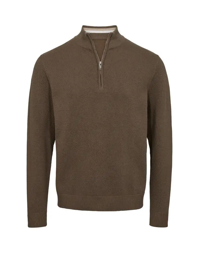 Black Blue Zip collar regular fit knit