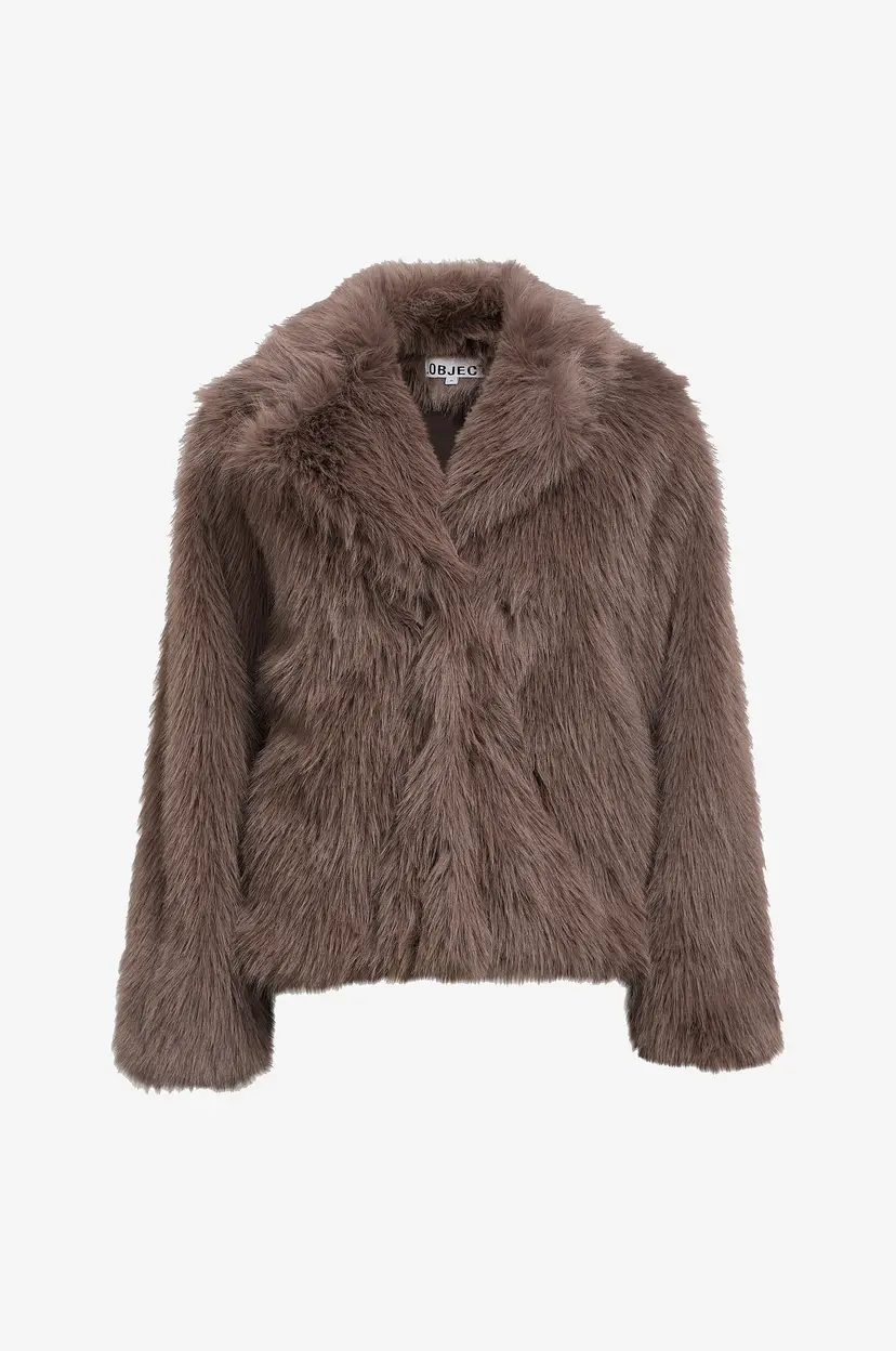 Object Collectors Item Jakke i fuskepels objIsadora L/S LO Hairy Coat 141 - Brun