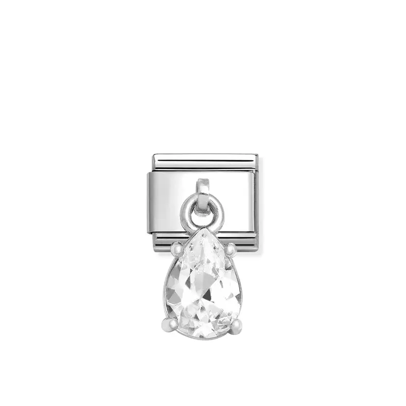 Nomination Crystal Drop Charm Silver