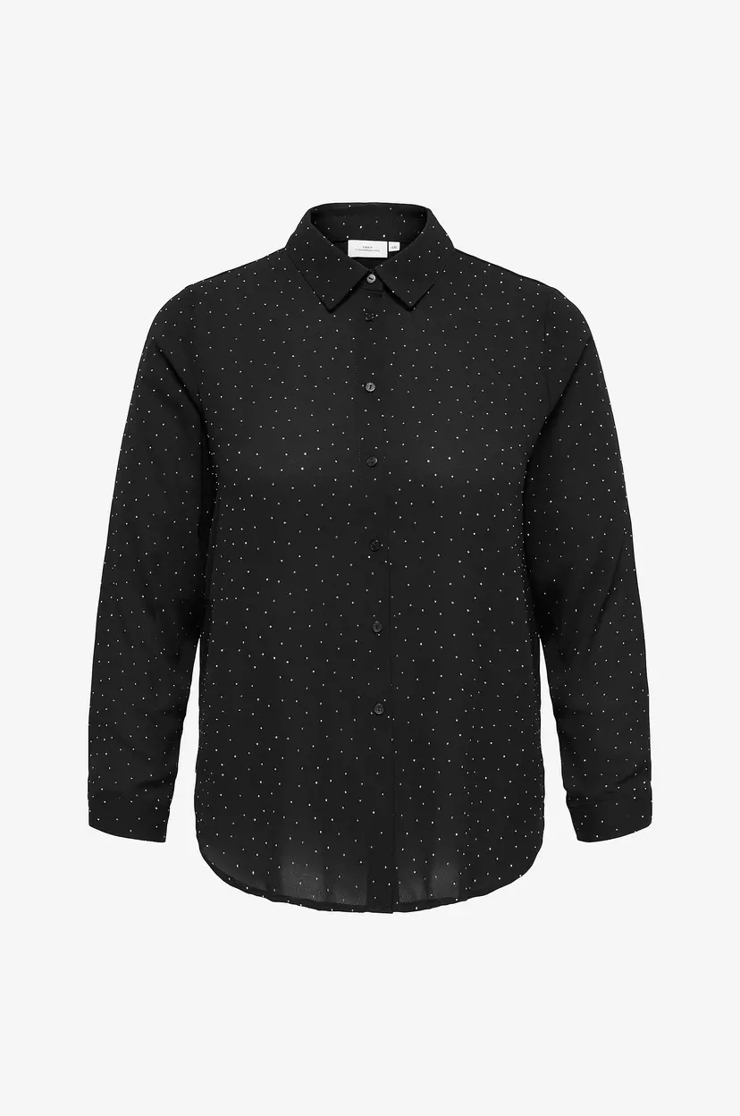 Only Carmakoma Skjorte Carzeke L/S Stud Shirt Wvn - Svart