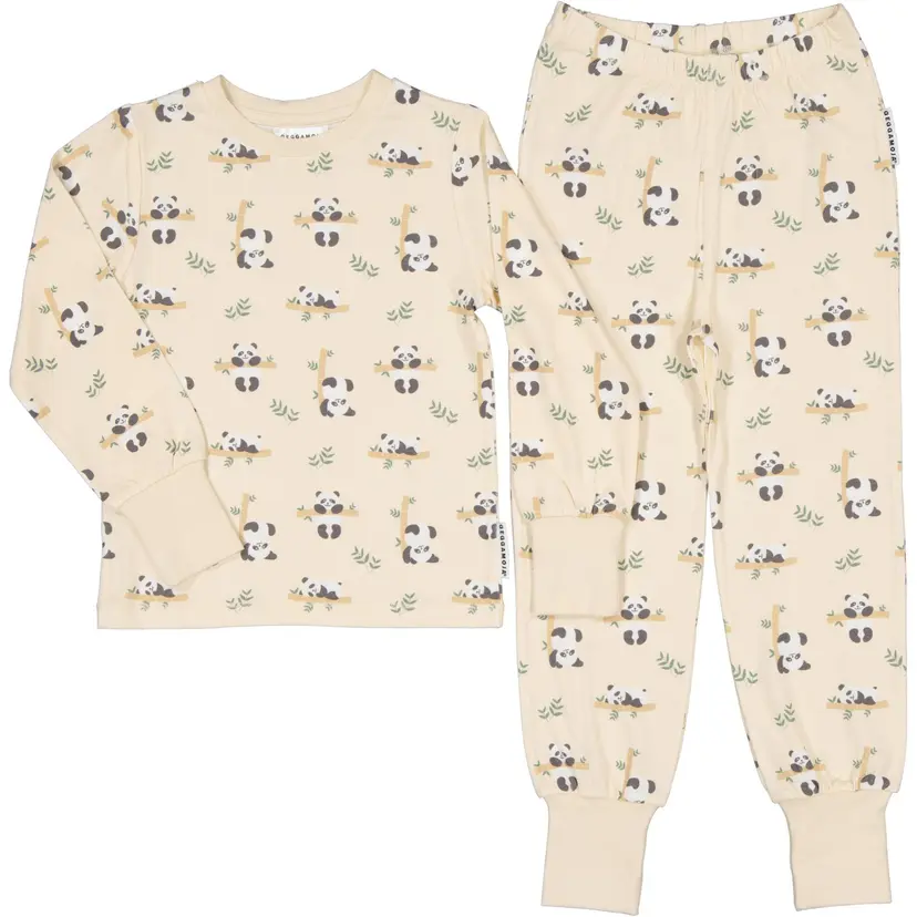 Geggamoja Pyjamas tvådelad Bambu Panda Beige - 122/128