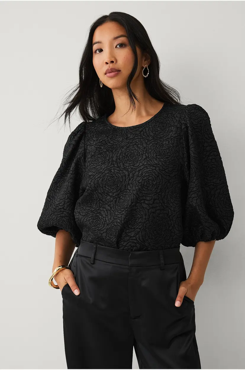 Ellos Collection Bluse med ballongermer - Svart