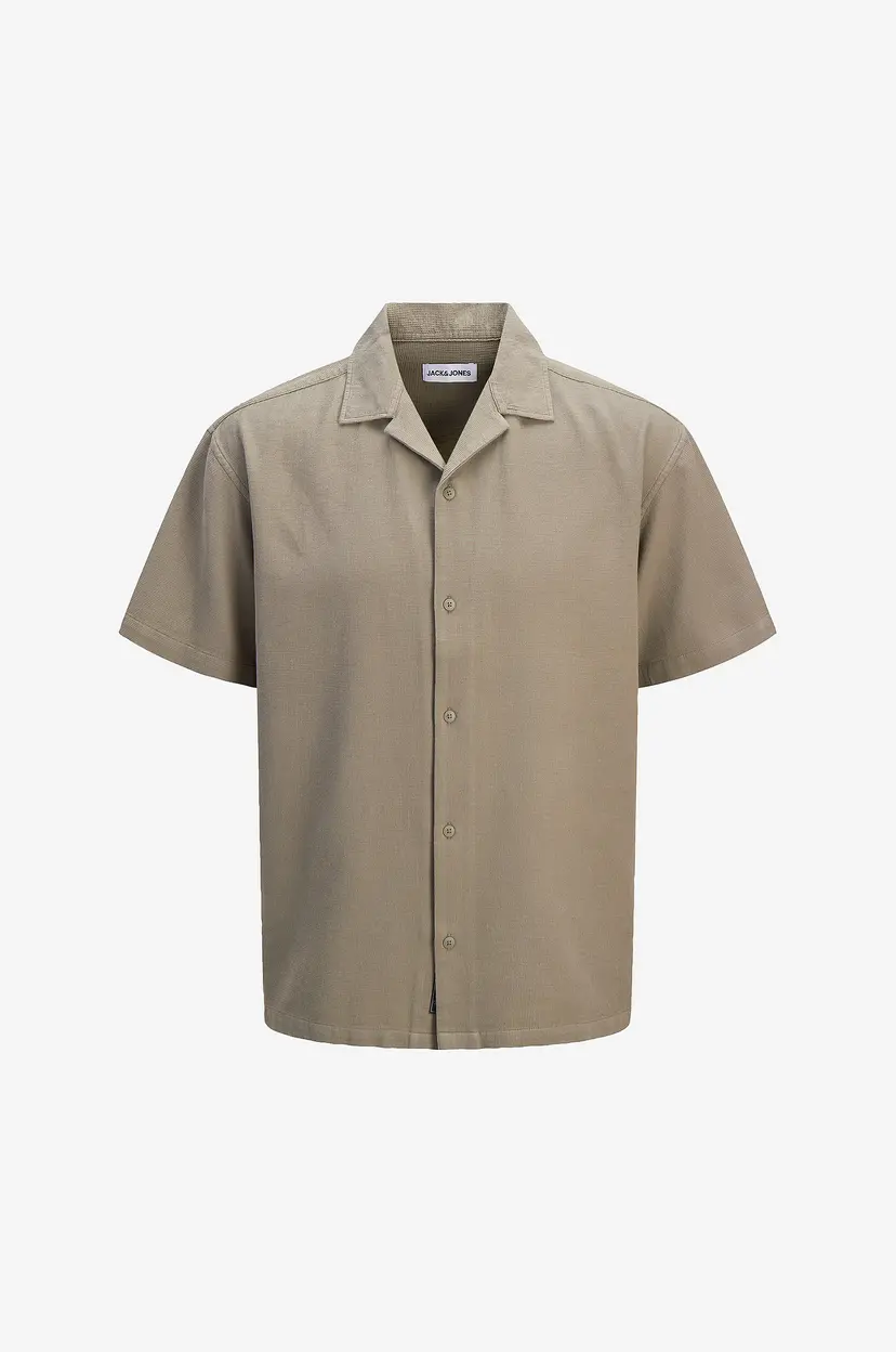 Jack & Jones Plus Skjorte jjGlobal Waffle Resort Shirt SS Pls - Grå