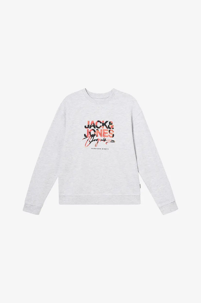 Jack & Jones Junior Collegegenser jorAruba Aop Branding Sweat Crew - Grå