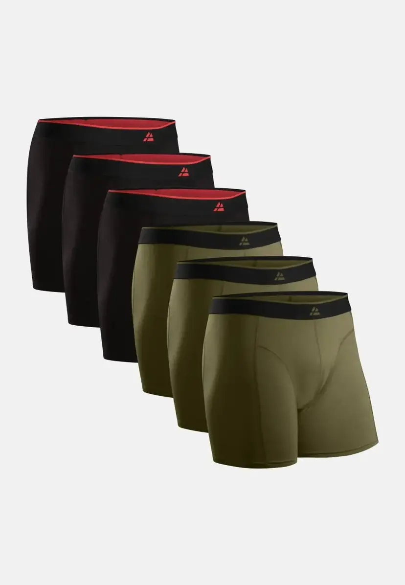 DANISH ENDURANCE DANISH ENDURANCE Bambu Boxershorts, Sort/Rød | Oliven, M