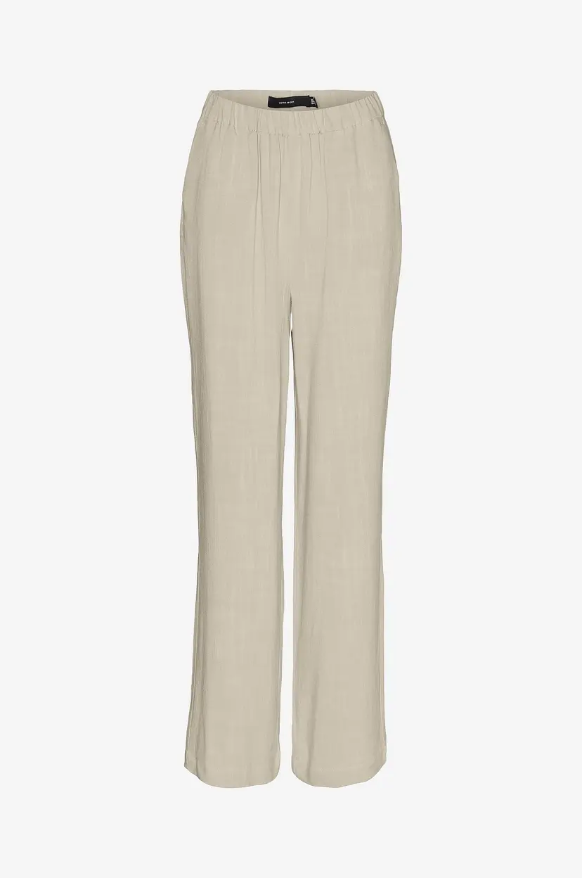 Vero Moda Curve Bukser vmcVera MR Wide Linen Pants Curve - Beige
