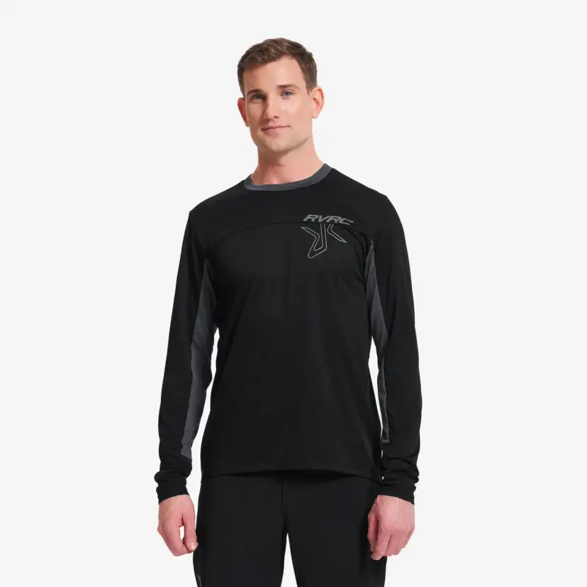 RevolutionRace Shred Long-sleeved MTB Jersey Herre Black/Turbulence Blue