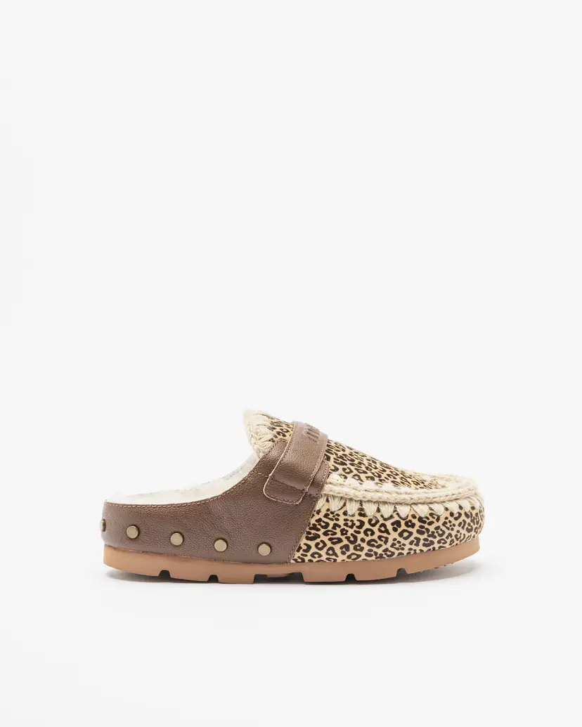 Mou Mou Winter bio ponyskin Brown Slide sandals