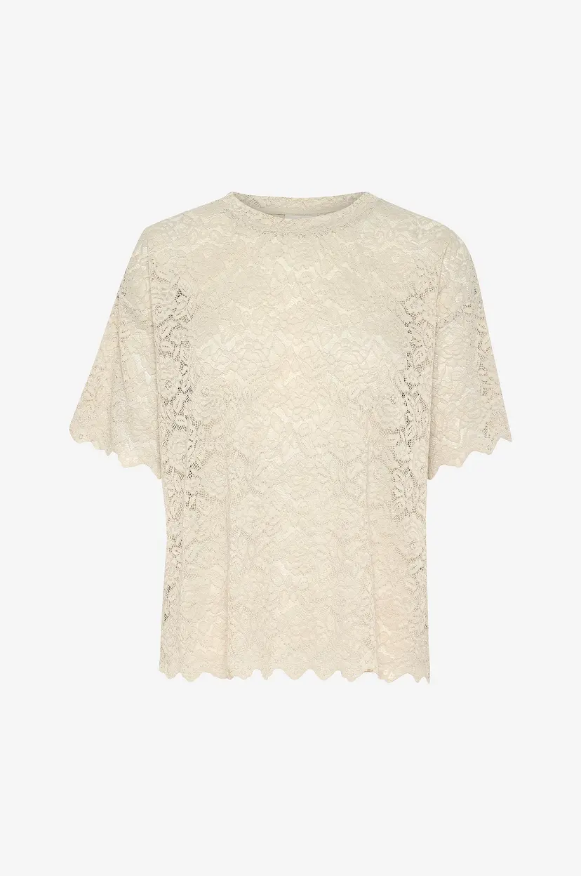 Kaffe Topp kaJaiden Lace T-shirt - Beige