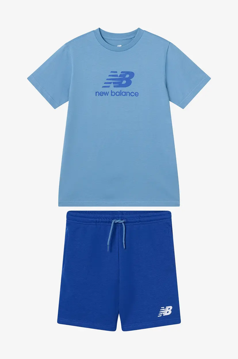 New Balance Sett New Balance Stacked Logo Tee & LB Short Set - Blå