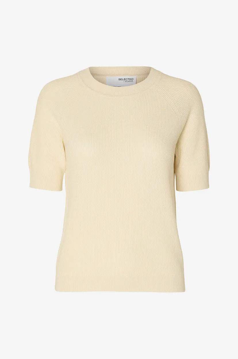 Selected Women Genser slfElinna New SS Knit Top - Beige