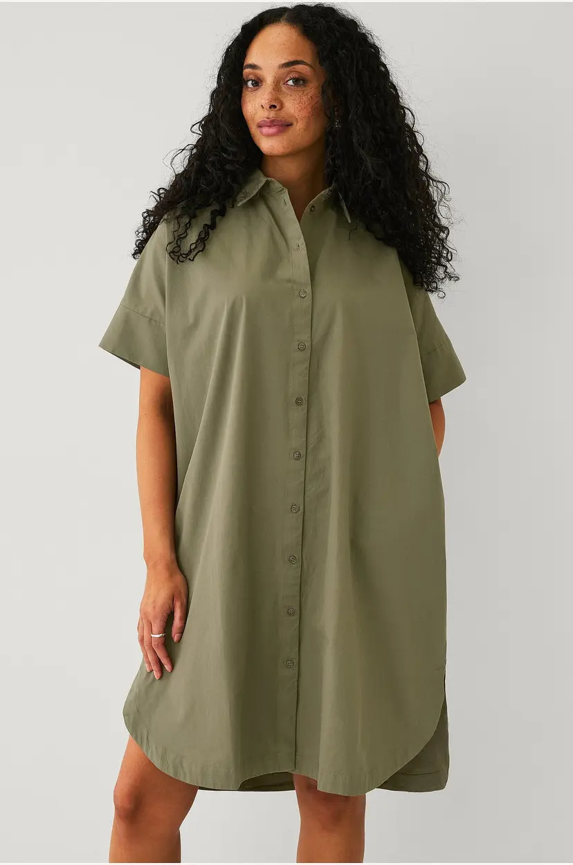 Selected Women Kjole slfBlair 2/4 Short Shirt Dress - Grønn