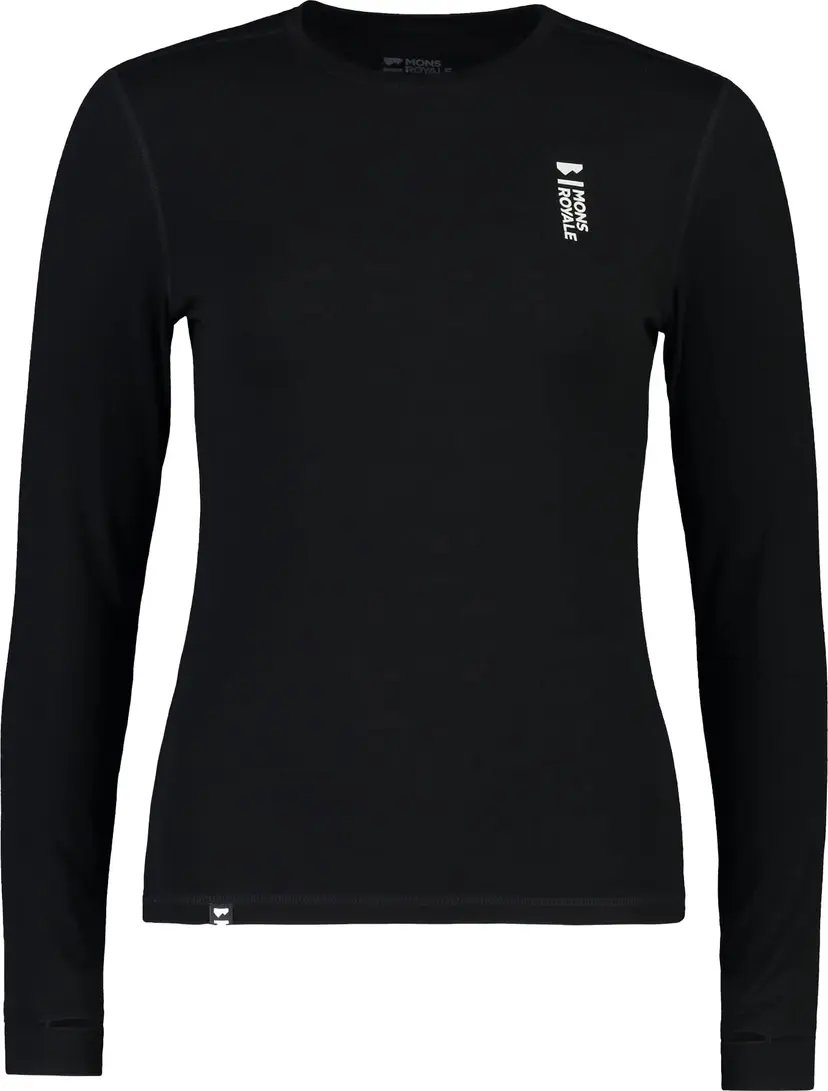 Mons Royale Mons Royale Women's Cascade Merino Base Layer Long Sleeve Black