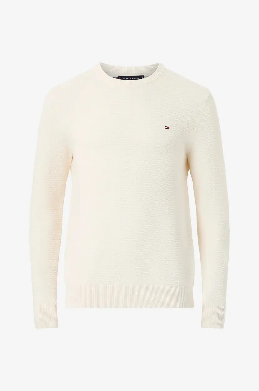 Tommy Hilfiger Genser Seasonal Structure Cneck - Hvit