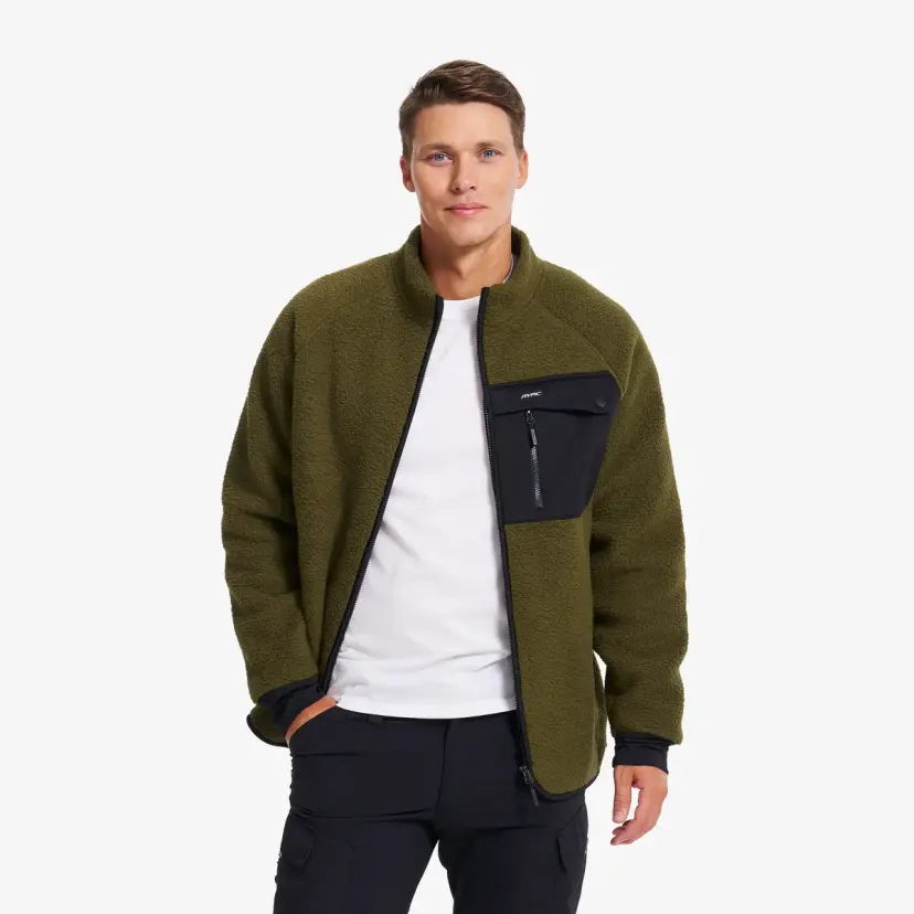 RevolutionRace Sherpa Full-zip Fleece Jacket Herre Dark Olive