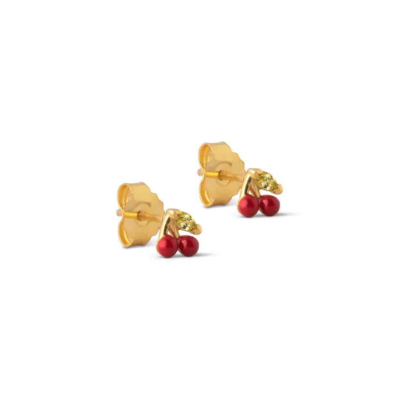Enamel Enamel - Cherry Stud i forgyldt messing - E218GB