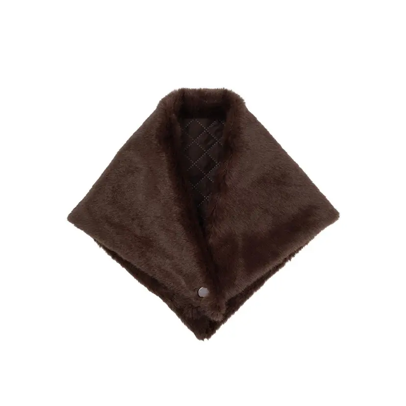 Dark Faux Fur Mink Triangle Scarf Chocolate Brown
