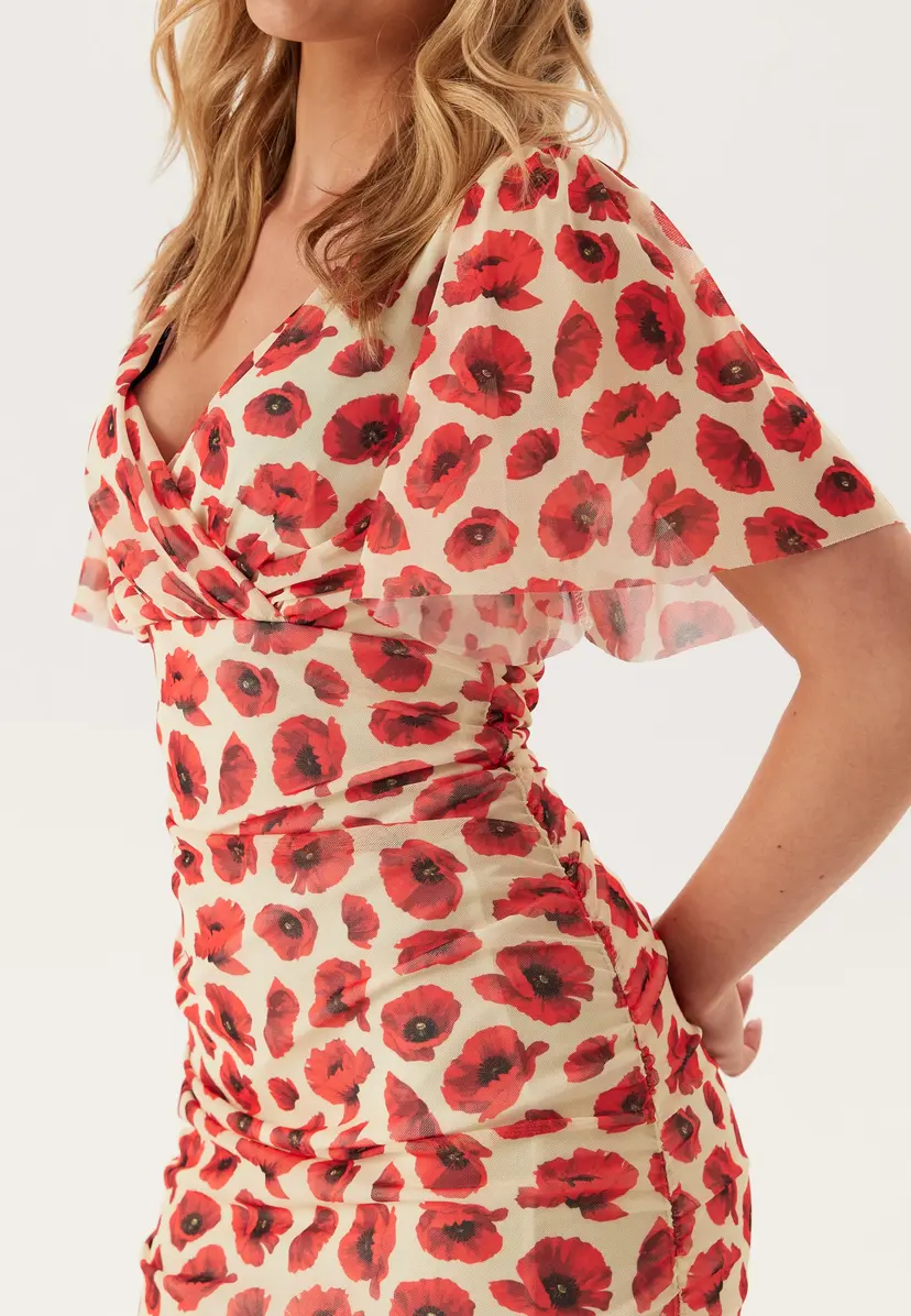 Bubbleroom Occasion Butterfly Sleeve Mesh Ankle Dress
