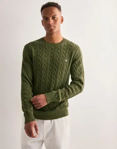 GANT Gant Cotton Cable C-Neck Strikkegensere Grønn