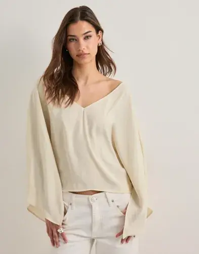 Nelly Nelly - Champagne - Satin Slit Blouse