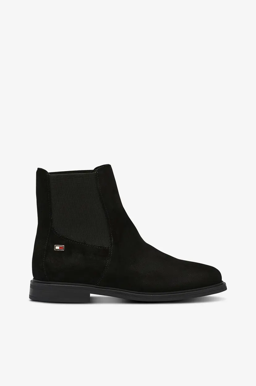 Tommy Hilfiger Chelseaboots Flag Suede Low - Svart