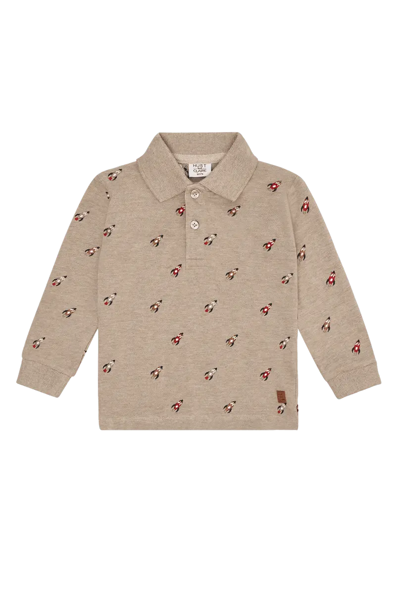 Hust and Claire Hust and Claire Stevie Space embroidery Polo Genser  Biscuit (98 /3 år)