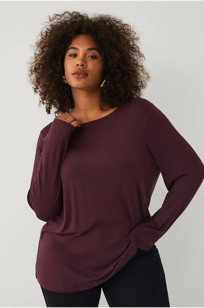 Ellos Plus collection Soft topp med langt erme - Brun