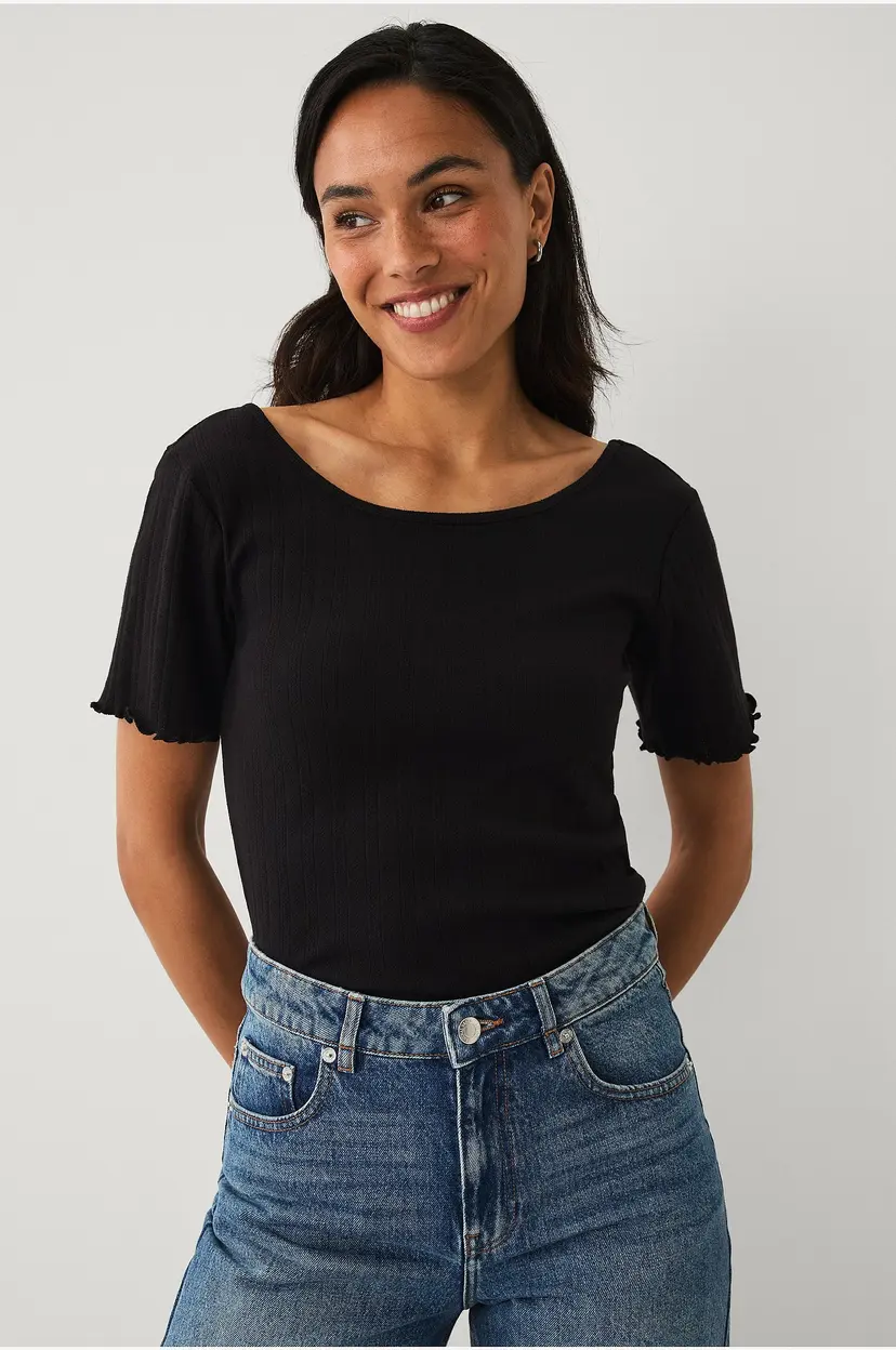 Ellos Collection Topp i pointelle - Svart