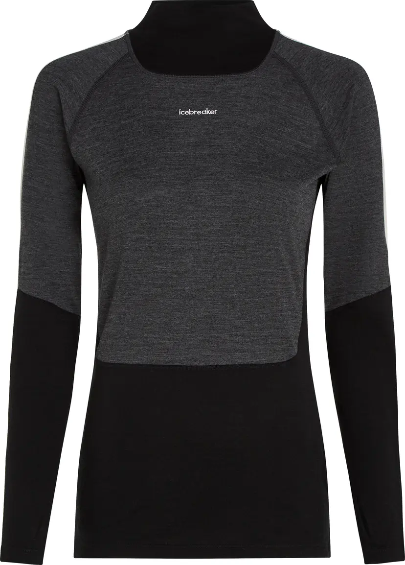 Icebreaker Icebreaker Women's Merino 200 Oasis+ Long Sleeve High Neck Black/Jet Hthr/Undyed