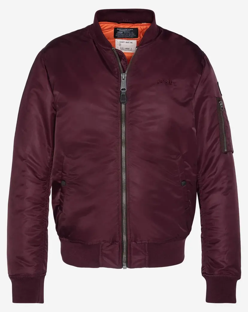 Schott Schott Recycled Nylon MA-1 Bomberjakke Bordeaux