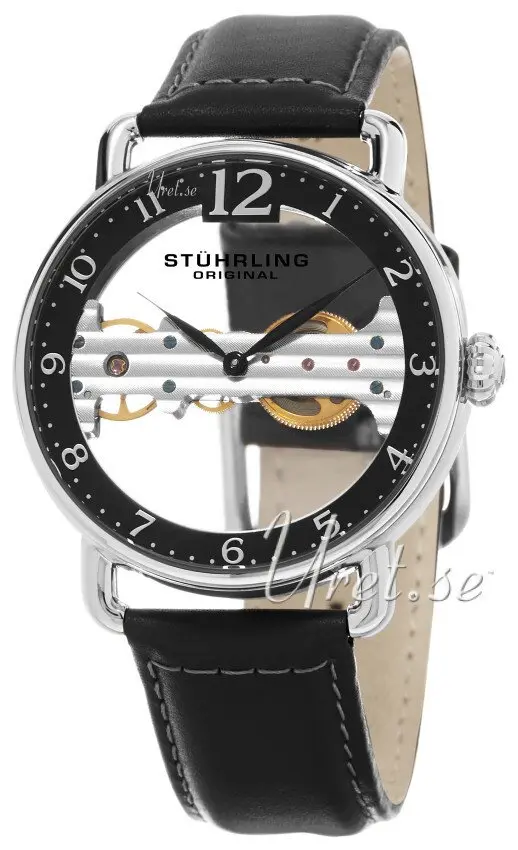 Stührling Original Stührling Original Herreklokke 976.01 Legacy Sort/Lær Ø42 mm