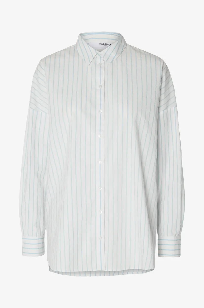 Selected Women Skjorte slfdina-Sanni LS Striped Shirt - Hvit