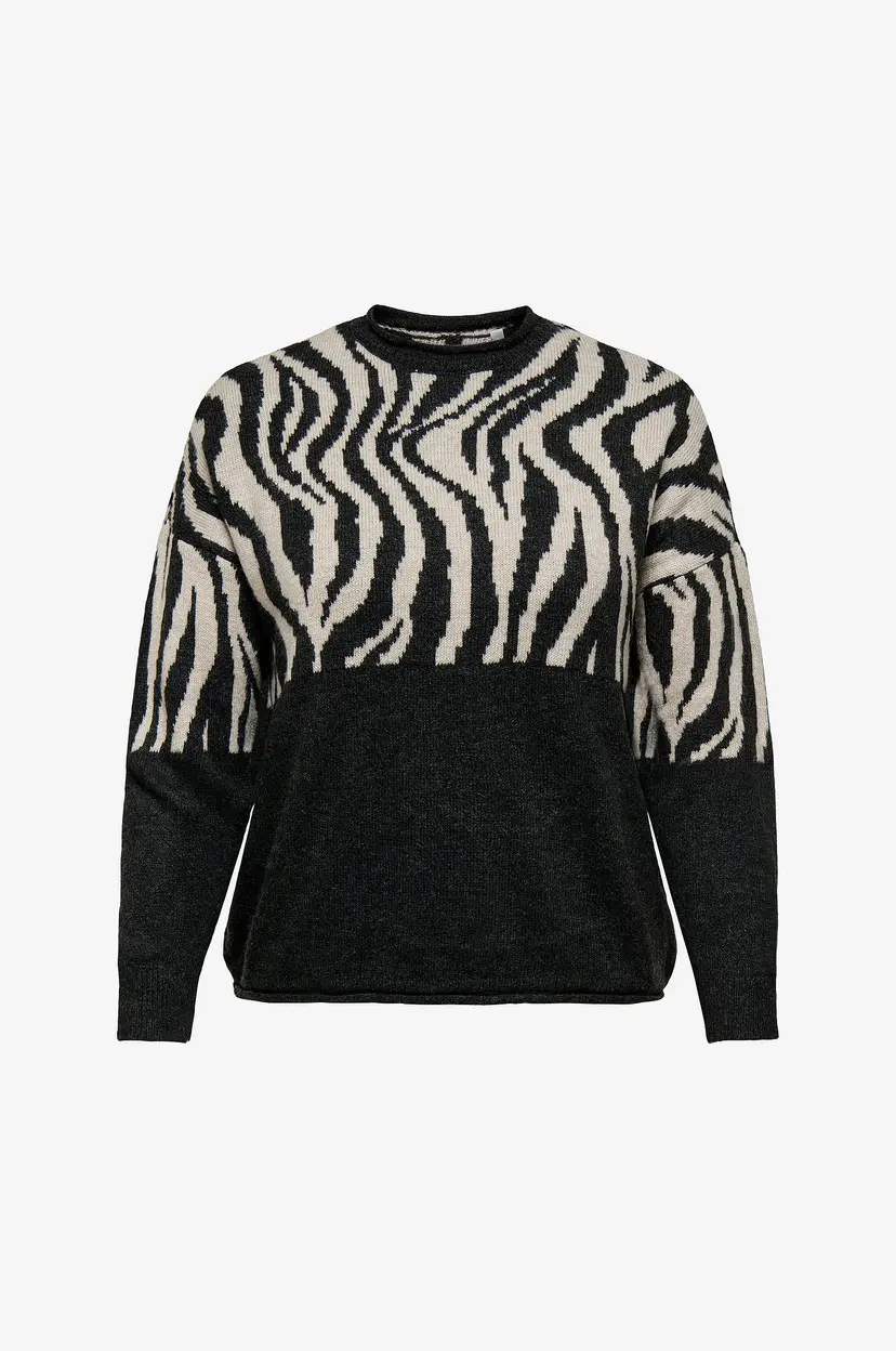 Only Carmakoma Genser carJade Zebra L/S O-neck Knt - Svart