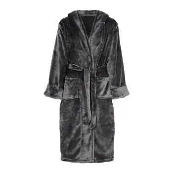 Decoy Decoy Long Terry Robe With Hood Grå polyester X-Small Dame