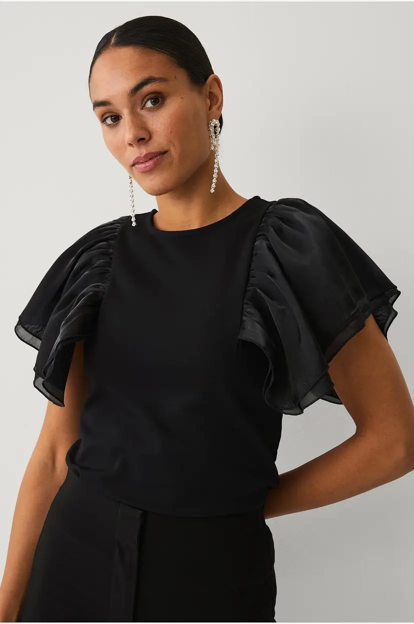 Ellos Collection Topp med volanger - Svart