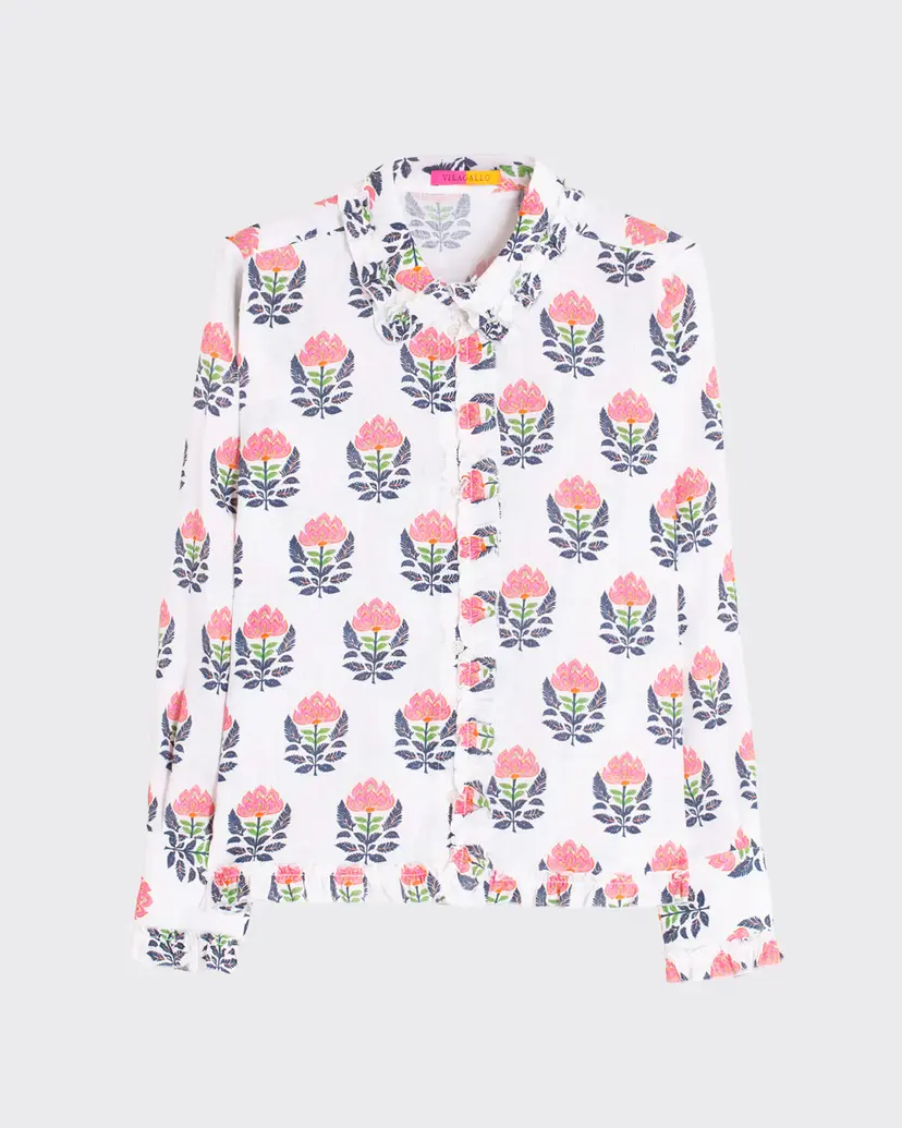 VilaGallo VilaGallo INDIAN FLOWER White Linen shirt