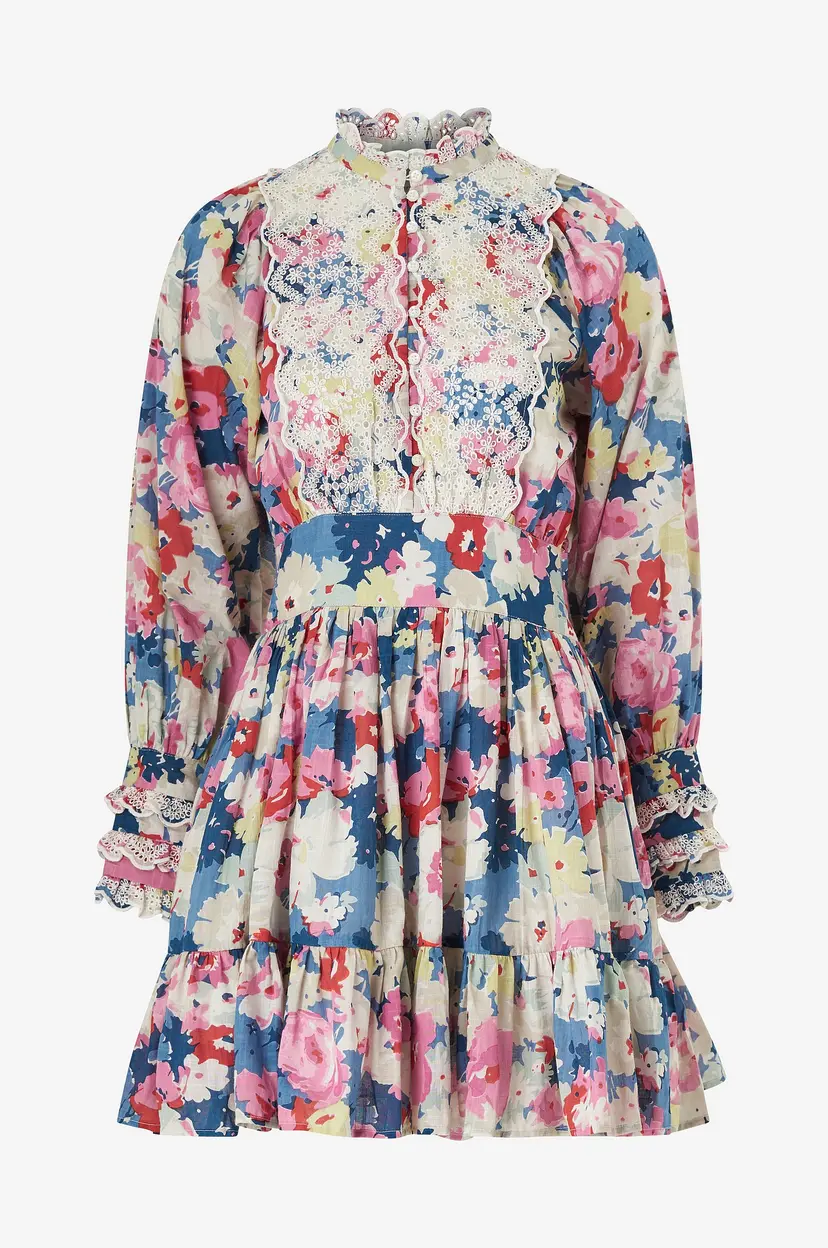 By Timo Kjole Cotton Slub Mini Dress - Flerfarget
