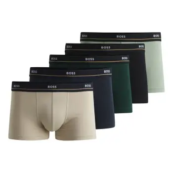 BOSS BOSS 5P Essential Trunk Svart m Beige bomull Small Herre